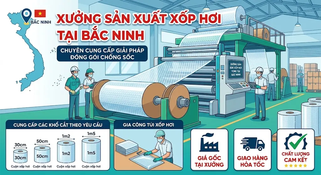 Xưởng sản xuất xốp hơi tại Bắc Ninh